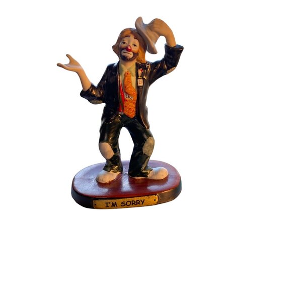 Vintage Flambro Emmett Kelly Jr. "Im Sorry" Clown Figurine Hand-Painted Porcelai - Picture 2 of 5